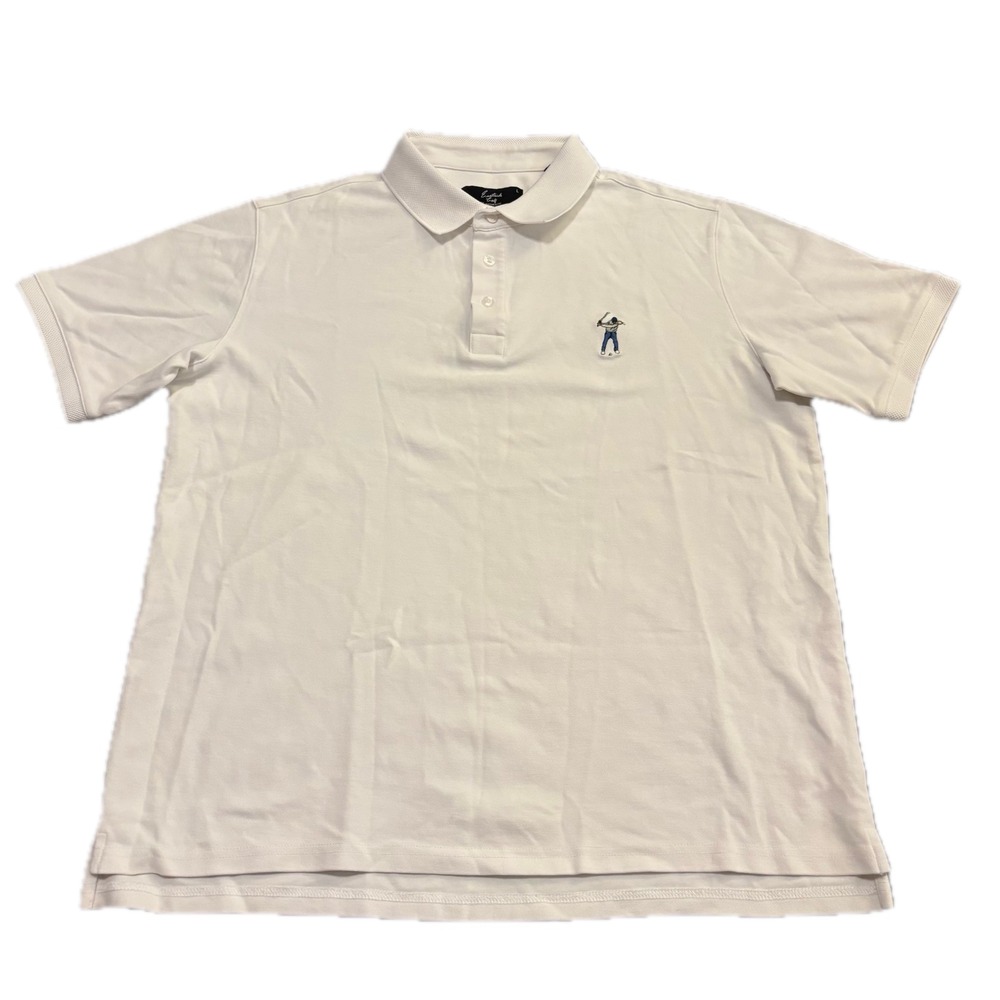 Eastside Golf Mens White Pique Cotton Blend Short Sleeve Logo Polo Shirt Large